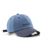 佰思腾 帽子女男韩版日系拼色水洗牛仔鸭舌帽街头户外运动防晒遮阳棒球帽 蓝色 可调节