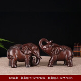 大象摆件一对木雕黑檀木实木木头小象客厅雕刻家居装饰木质工艺品 黑檀木12厘米一对