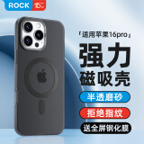 ROCK适用苹果16 Pro手机壳iPhone16 Pro保护套磁吸Magsafe无线充防摔全包简约不粘指纹男女款石墨黑