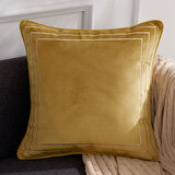 米乐轻奢刺绣抱枕沙发靠垫客厅靠枕套纯色天鹅绒办公室汽车腰枕 姜黄色（方框刺绣） 45*45cm抱枕套+枕芯