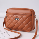 轻鸥2023新款女士单肩斜挎迷你小包包时尚菱格女包大容量小方包女MWP 黄棕色