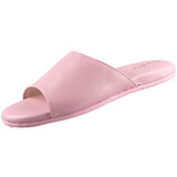 方升真皮舒适软底木地板室内拖鞋简约居家高档轻声一字拖手工定制大码 粉色 绒皮底 38 38、39共码