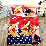 爱思居 法兰绒毛毯绒珊瑚绒毯子盖毯保暖午睡毛巾冬季被子垫床人双人单 快乐小熊 200*230cm【双人标准】