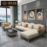 图帝圣彼（TOTISTPE）美式轻奢真皮沙发客厅小户型简约现代转角组合贵妃皮艺沙发家具 3米贵妃+脚踏