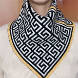 畅印新款时尚围脖男秋冬季保暖护颈韩版百搭脖套三角巾围巾防寒假领子 单件-万福黄边