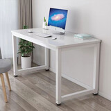京楷 电脑桌台式家用学习桌笔记本钢木桌写字书桌现代简易简约长条桌子 白木纹白架单桌（120*60*73）