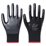 新吉星N518丁腈手套劳保浸涂胶乳胶防滑耐磨透气耐油耐酸碱工地工作干活 （进口胶）黑纱黑【12双】