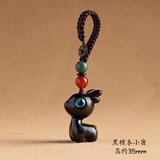 思怀一路平安檀木小鹿汽车钥匙扣挂件精致手机吊坠男女情侣钥匙挂饰链 黑檀小鹿-钥匙扣