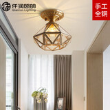 仟润照明（Qianrunlighting）全铜过道灯走廊灯led小吸顶灯美式简约入户玄关阳台衣帽灯1136合 QX1253-1C(直径23cm)+LED三色泡