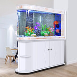 欧庭（OUTING）欧庭子弹头鱼缸客厅玻璃生态屏风中式1米落地水族箱 侧过滤  150x43x76/70cm