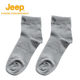 Jeep吉普男士长袜 运动休闲袜子吸汗透气四季平板中筒袜男 8804 浅灰 均码