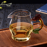76台湾76玻璃公道杯带茶漏套装家用加厚透明分茶器茶海功夫茶具配件 变色把企鹅公杯400ml