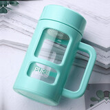 WINTERPALACE 茶水分离玻璃杯过滤防摔喝水杯男士商务办公室带手柄杯子泡茶杯 蓝色430ML