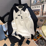 POUM卫衣男秋冬季保暖加绒美式复古潮流半拉链男装上衣服宽松休闲外套 ZPFS-6760白色 XL