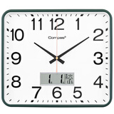 康巴丝（Compas）挂钟客厅静音钟表家用新款石英钟表挂墙 3599A 日历款墨绿色 34cm