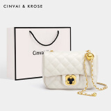 CinvaiKrose官网包包女包轻奢侈链条包斜挎包女士包品牌新款2025小香风单肩包 菱格白-CK女包生日礼物送女友