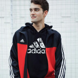 阿迪达斯（Adidas）外套男户外休闲时尚舒适防风夹克跑步透气运动服 TR60J-BR黑红拼接夹克 2XL