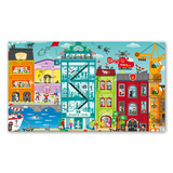 Hape儿童拼图 六阶探索宇宙LED双面木质拼图玩具幼儿宝宝男女孩 探索动画城市拼图50pcs 4-12Y