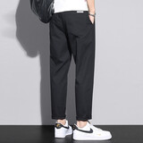 都美姿秋季小脚休闲裤男宽松直筒哈伦裤子弹力松紧腰九分百搭长裤子男 黑色 XL