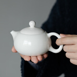 兮元记羊脂玉茶壶陶瓷泡茶单壶大红袍红茶茶具套装功夫白瓷泡茶器 羊脂玉瓷西施壶（190ml）