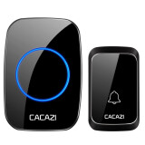 CACAZI/卡佳斯A06无线门铃 一拖二拖一不用电源直流用电池 遥控电子家用呼叫器防水老人呼叫器 （黑色）1接收+1按钮+全套电池