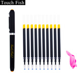 Touch Fish 可消失练字笔褪色笔消失笔芯凹槽练字帖专用中性笔替芯加粗自动消失 1支笔杆+10支笔芯+1个握笔器
