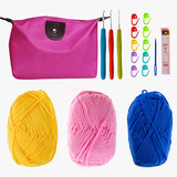 若轩钩针工具套装初学者勾针织毛衣针毛线手工编织软柄钩针diy材料包 基础套餐+钩针（2mm和4mm)+毛线