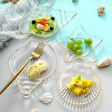 onlycook家用玻璃水果盘餐具创意小碟子精致盘子餐盘菜盘果盘西餐 描金海螺盘 1个 20cm