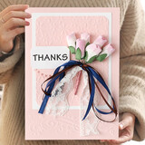 艾晴手贺立体花束贺卡教师节送老师礼物女高级感谢情人书信手写母亲A4生日 A4大尺寸 粉红色 thanks