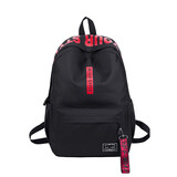 OLOEY 书包男女韩版大容量初中生包大学生背包高中生休闲双肩包  黑红色升级加固版(带手绳挂饰+香包)