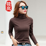 筱岚高领打底衫女秋冬2025内搭女式长袖修身磨毛加厚上衣纯色棉堆堆领 咖啡色 L