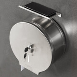 盛邦欣格朗不锈钢大卷纸盒酒店商用卫生间卷纸筒厕纸盒壁挂式免打孔大盘纸盒 砂光+手机架（打孔安装）