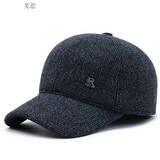 帽子男士秋冬季毛呢棒球帽百搭中老年加绒保暖帽爸爸款 灰色 可调节