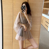 铂呐苓泳衣女三件套罩衫比基尼性感聚拢保守遮肚显瘦仙女游泳温泉款 三件套泳衣【咖】（80-120斤）