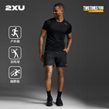 2XU Aero系列 短袖t恤男宽松休闲圆领运动夏季跑步速干透气吸汗上衣 黑/银反光 M