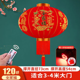 通尚洁大红灯笼大门挂的2026免插电池植绒室外阳台新年春节结婚装饰品 【一对】120#全家福+遥控电池灯
