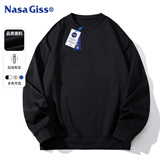 NASA GISS圆领卫衣男纯色基础款上衣情侣款百搭长袖T恤 黑色圆领常规 XL 