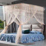 圣安贝（ShenAnBei） 圣安贝 蚊帐不锈钢加厚30MM粗管伸缩1.8m三开门免打墙 玉色一代U形三开门 200cm*150cm*220cm 长宽高