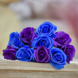 凉笙母亲节玫瑰10支仿真玫瑰花假花客厅家居装饰品婚庆单支干花样板房 5支蓝色+5支紫色