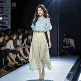 玛娇媚（Majiaomei）连衣裙女夏季套装女装2025年新款法式茶系穿搭中长款碎花裙子女 上衣+半身裙 S