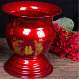 华科加厚镀锌高脚红色痰盂结婚新娘陪嫁搪瓷痰盂儿童成人尿盆座便器子孙桶马桶 全红龙凤喜镀锌痰盂（无盖无垫）