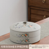 融达 粗陶普洱茶饼储存罐收纳盒存放器存茶罐中式复古密封防潮白茶叶罐 粗陶茶饼罐柿柿如意2层