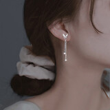 JALLOO蝴蝶流苏银耳环女士气质高级感耳坠耳钉饰品女生日礼物送女友闺蜜 蝴蝶长款流苏银耳环-A款