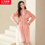 红豆居家 睡衣女秋冬长袖法兰绒睡袍女加绒家居服经典可外穿浴袍 JBJ722 海棠粉 160/84A 
