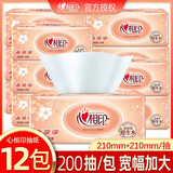 心相印抽纸经典系列XL码2层200抽面巾纸大包加大加宽规格餐巾纸DT200 XL码 2层 200抽*12包 四提装