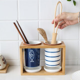 川岛屋 日式陶瓷筷子筒家用厨房沥水筷子笼餐具置物架收纳架筷子桶 日式筷子筒