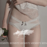 俞兆林日系薄款网纱内裤女低腰棉裆性感交叉蝴蝶结蕾丝透明少女三角裤  NK416 白色1件  均码 （90-120斤）