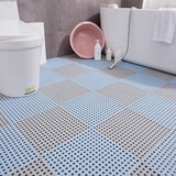 雪中送毯浴室防滑垫家用淋浴洗澡厕所卫生间防滑地垫隔水防水疏水脚垫满铺 灰蓝配 加厚款30CM*30CM/片(4片装)