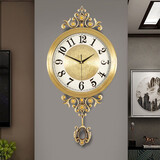 凯恩斯（KAIENSI）欧式黄铜挂钟客厅家用时尚大气钟表轻奢静音挂表豪华时钟电波钟 239DL大号黄铜数字款-丽.声机芯