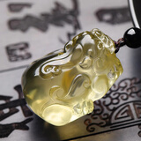 李居明黄水晶貔貅吊坠男款女项链玉石皮丘财运情侣霸王貔恘挂件玉坠玉佩